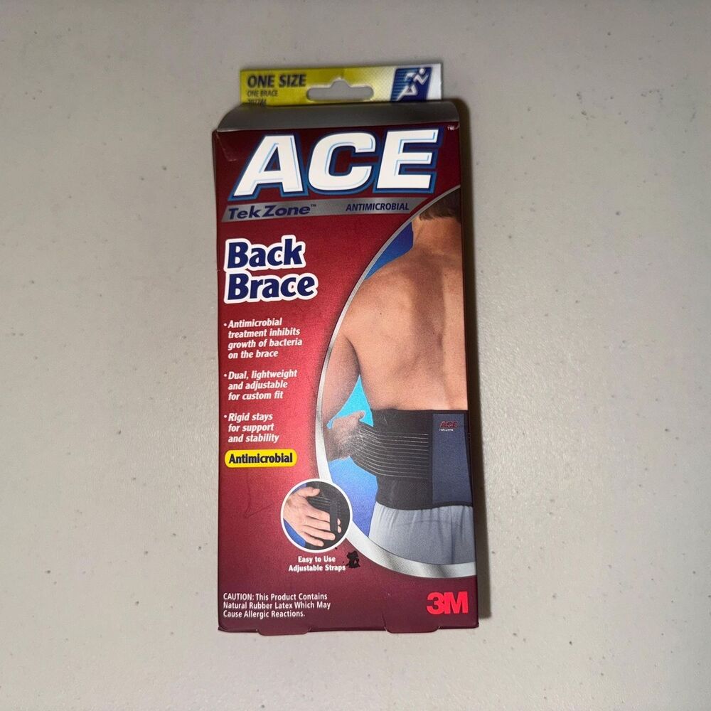 ACE Back Brace Lumbar Abdominal Belt TekZone Antimicrobial Comfortable Elastic